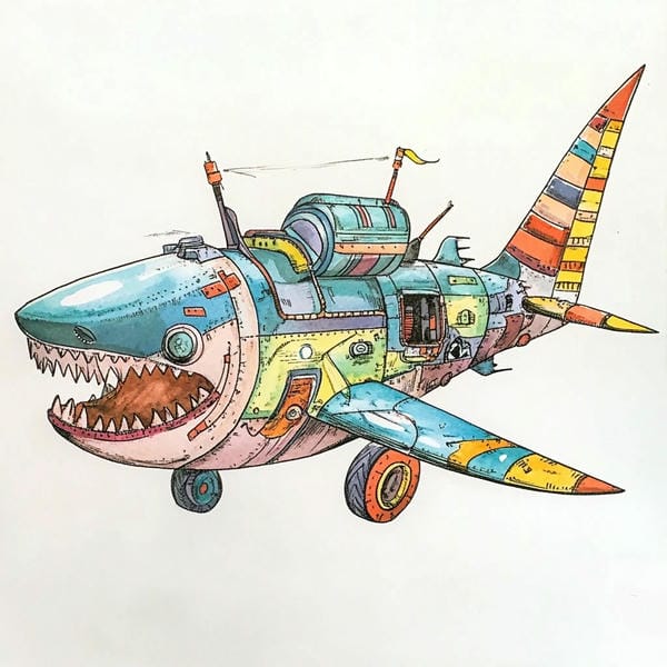 vẽ tranh tô màu máy bay