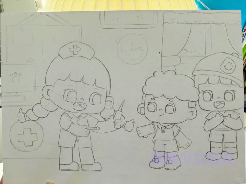 vẽ tranh ước mơ của em làm bác sĩ 3