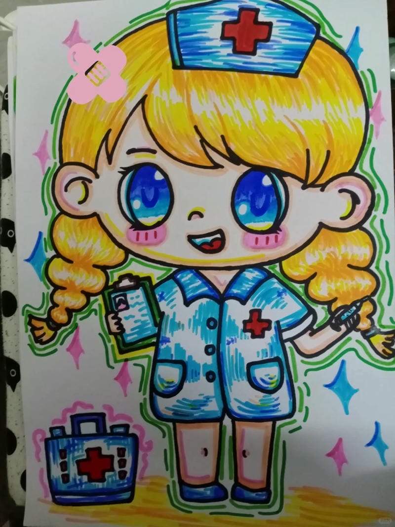 vẽ tranh ước mơ của em làm bác sĩ 4