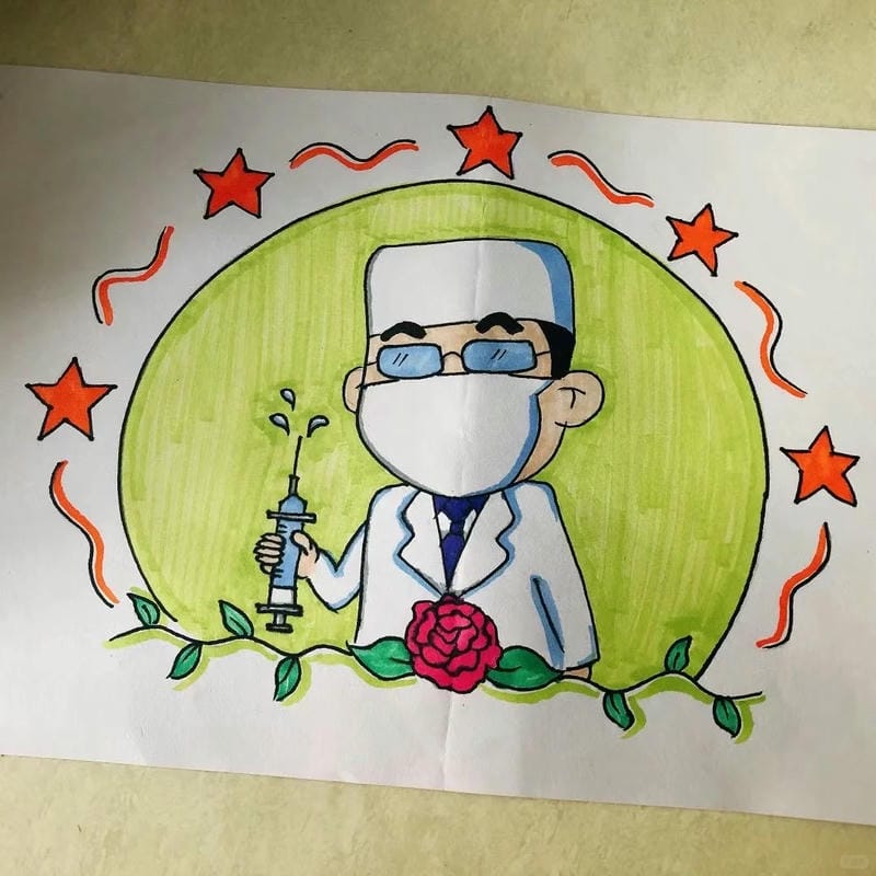 vẽ tranh ước mơ của em làm bác sĩ 5