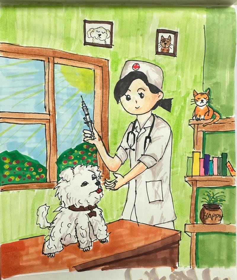 vẽ tranh ước mơ của em làm bác sĩ 6