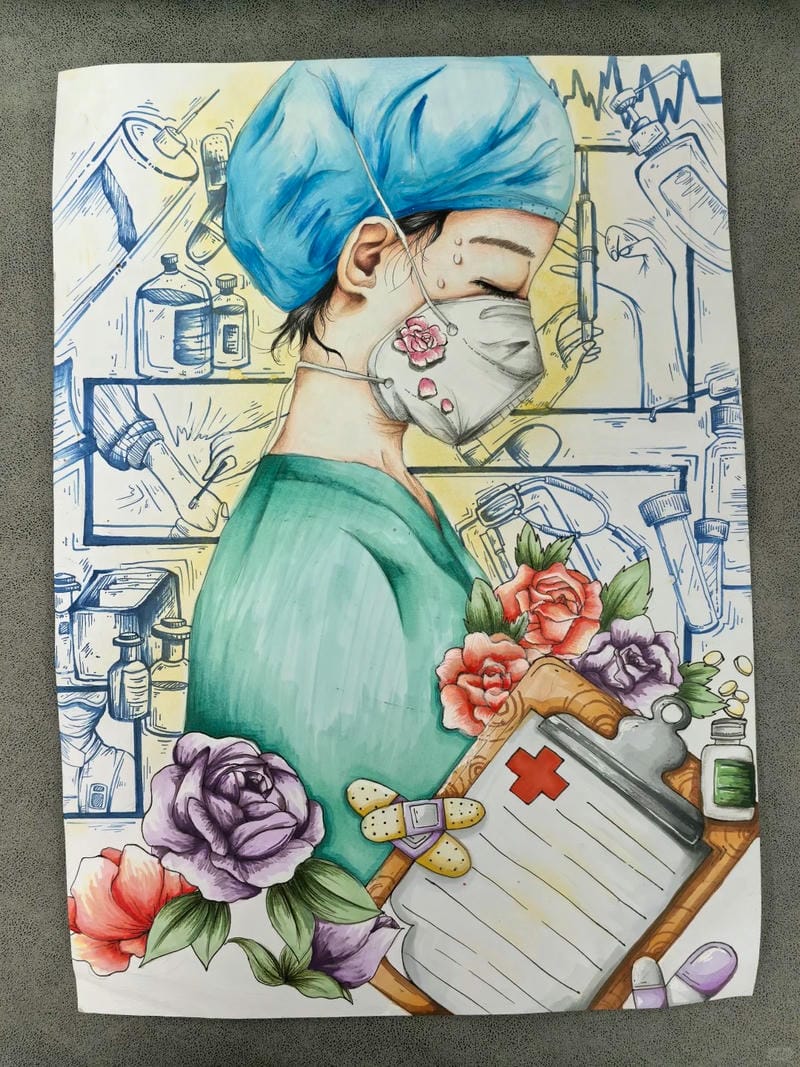 vẽ tranh ước mơ của em làm bác sĩ 8