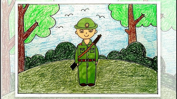 vẽ tranh về chú bộ đội