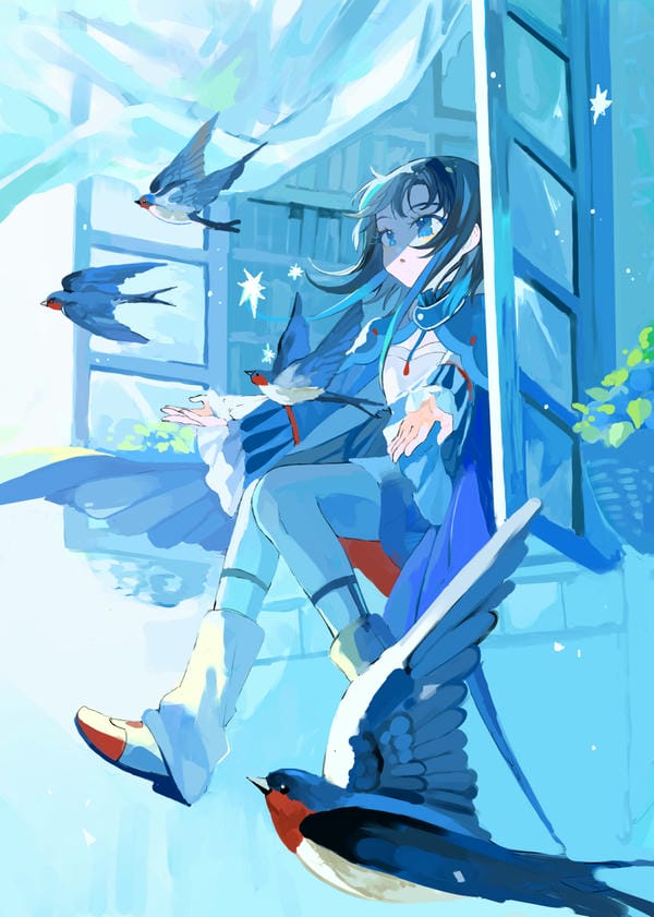 ảnh anime màu xanh dương 14