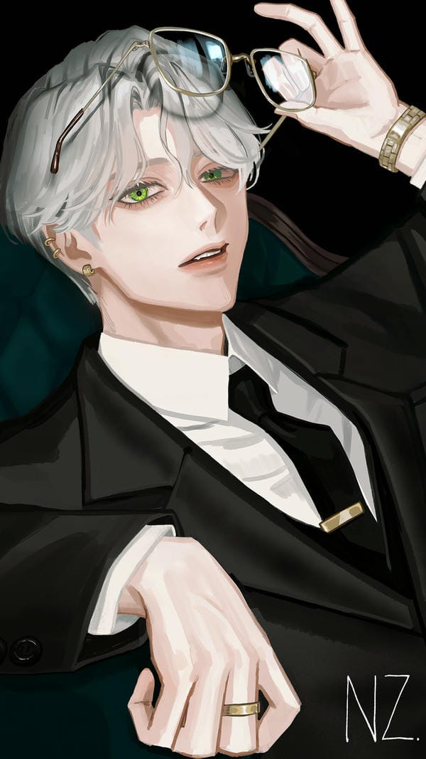 ảnh anime nam tóc trắng 25