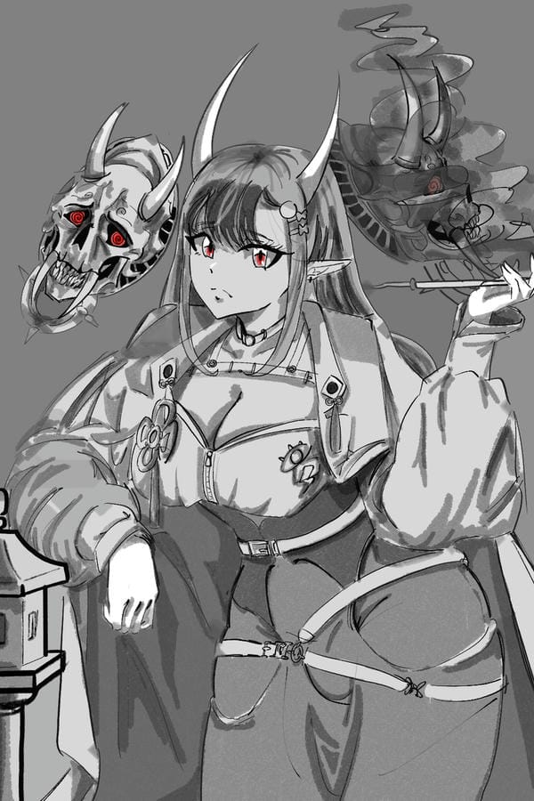 ảnh anime nữ đen trắng 10