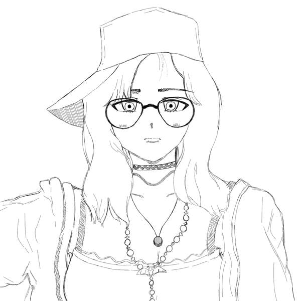 ảnh anime nữ đen trắng 11