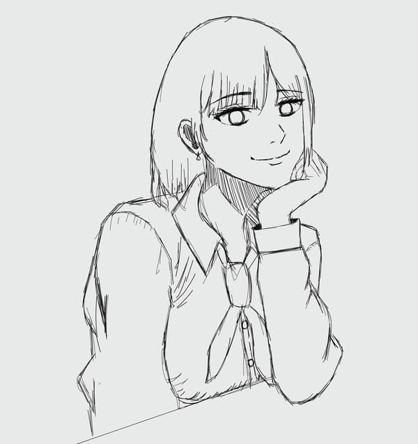 ảnh anime nữ đen trắng 12