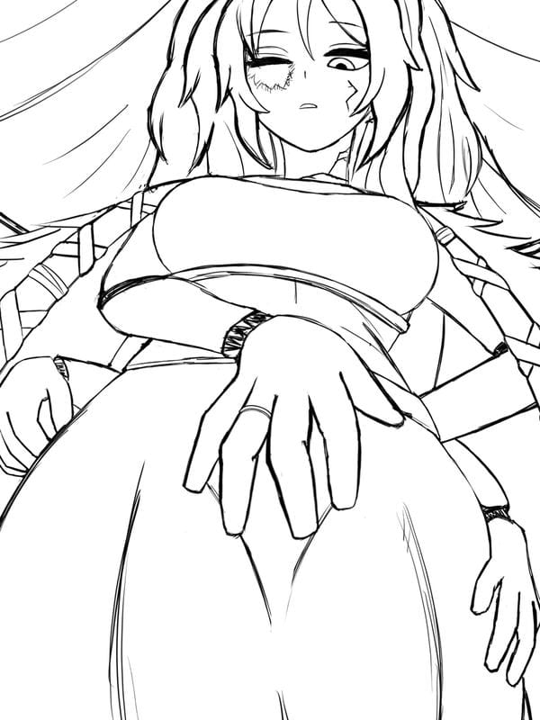 ảnh anime nữ đen trắng 13