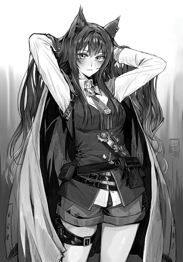 ảnh anime nữ đen trắng 15