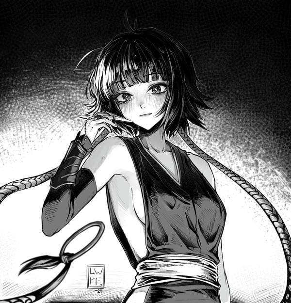 ảnh anime nữ đen trắng 16