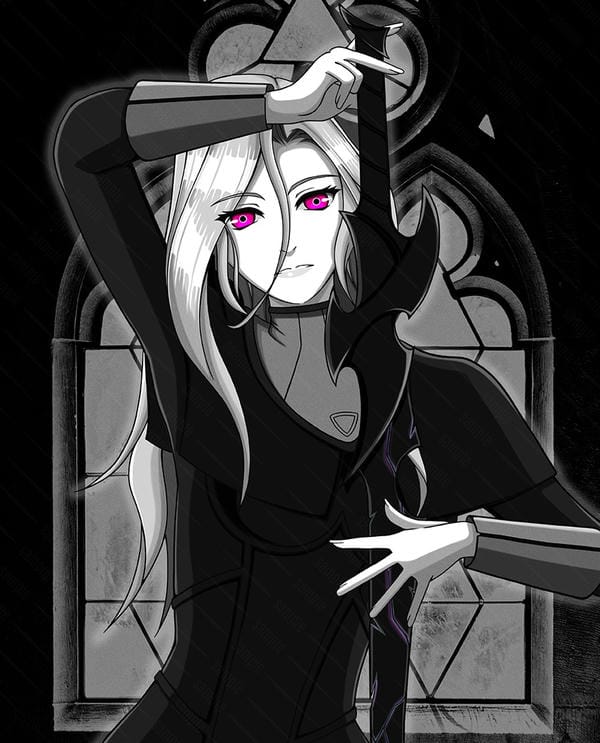 ảnh anime nữ đen trắng 19