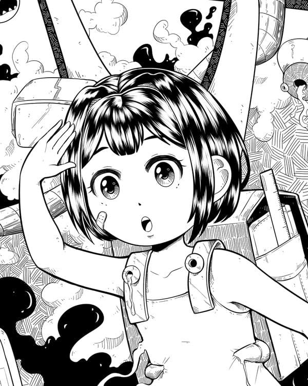 ảnh anime nữ đen trắng 2