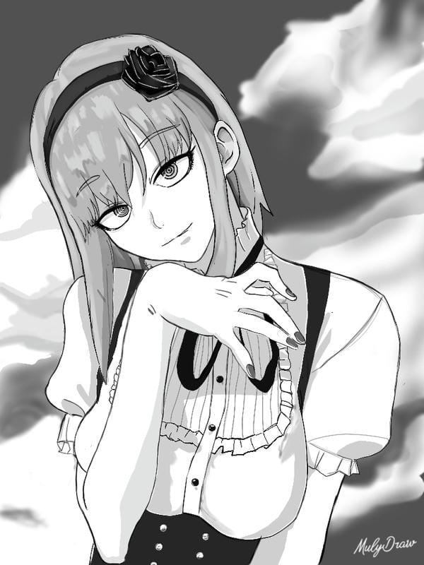 ảnh anime nữ đen trắng 20