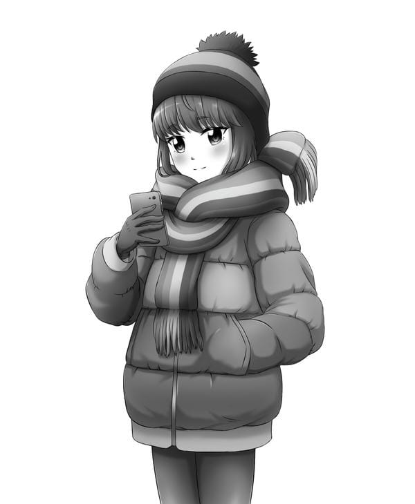 ảnh anime nữ đen trắng 21