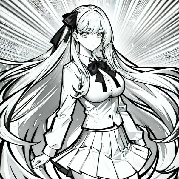 ảnh anime nữ đen trắng 23