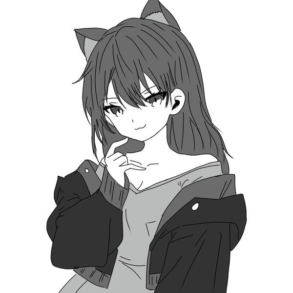 ảnh anime nữ đen trắng 26