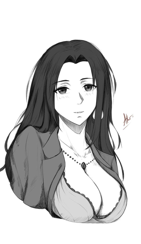 ảnh anime nữ đen trắng 27