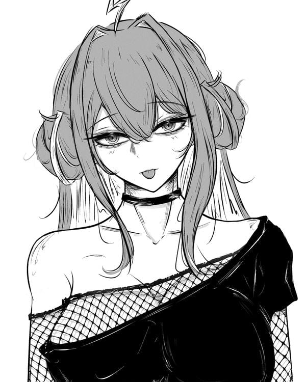 ảnh anime nữ đen trắng 28