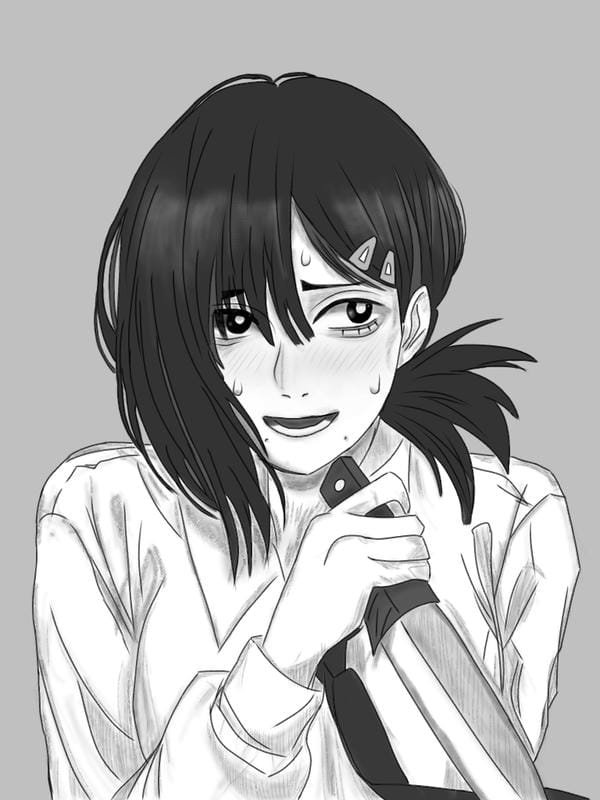 ảnh anime nữ đen trắng 29