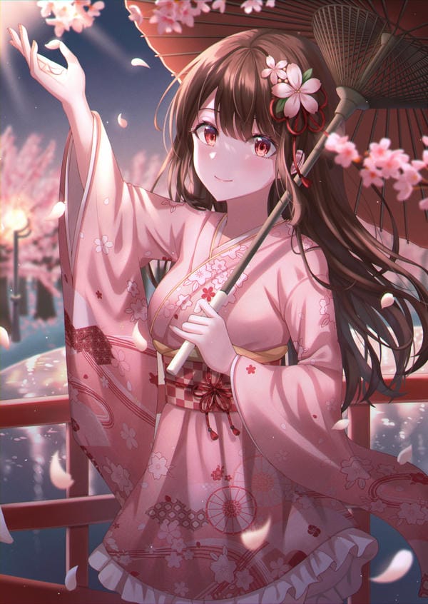 hình ảnh anime nữ mặc kimono 26