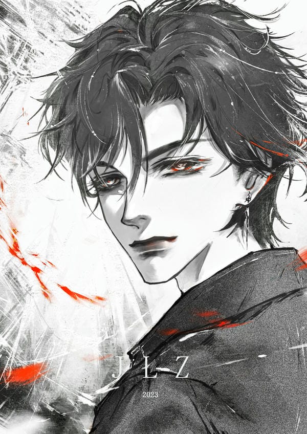 ảnh anime boy đen trắng