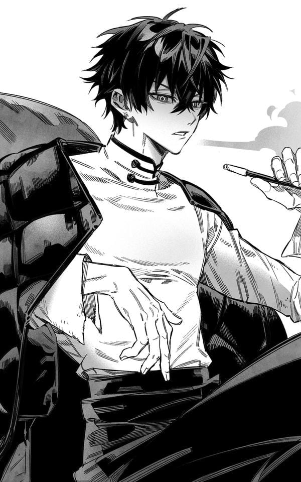 ảnh anime nam đen trắng 10