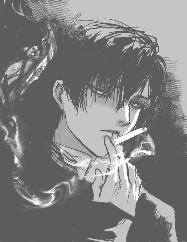 ảnh anime nam đen trắng 11