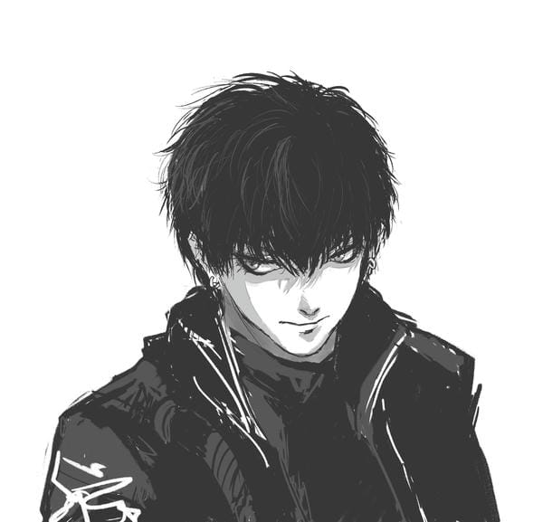 ảnh anime nam đen trắng 14