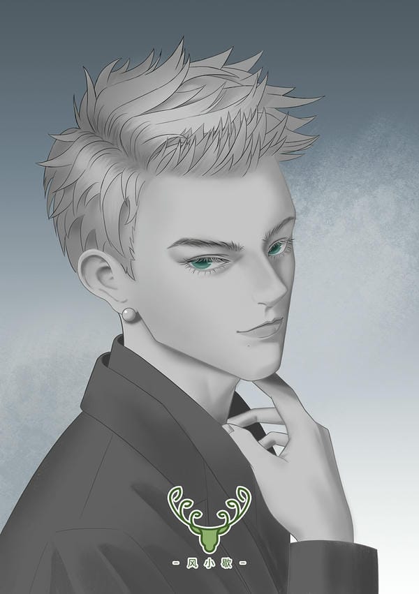 ảnh anime nam đen trắng 16