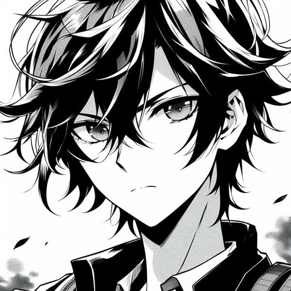 ảnh anime nam đen trắng 19