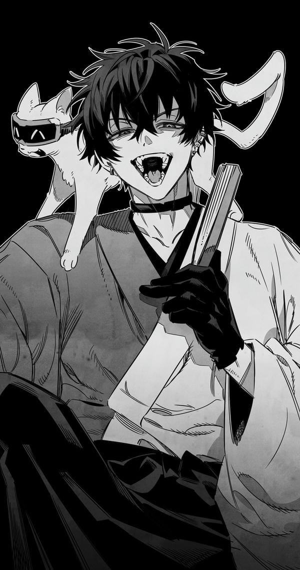 ảnh anime nam đen trắng 7