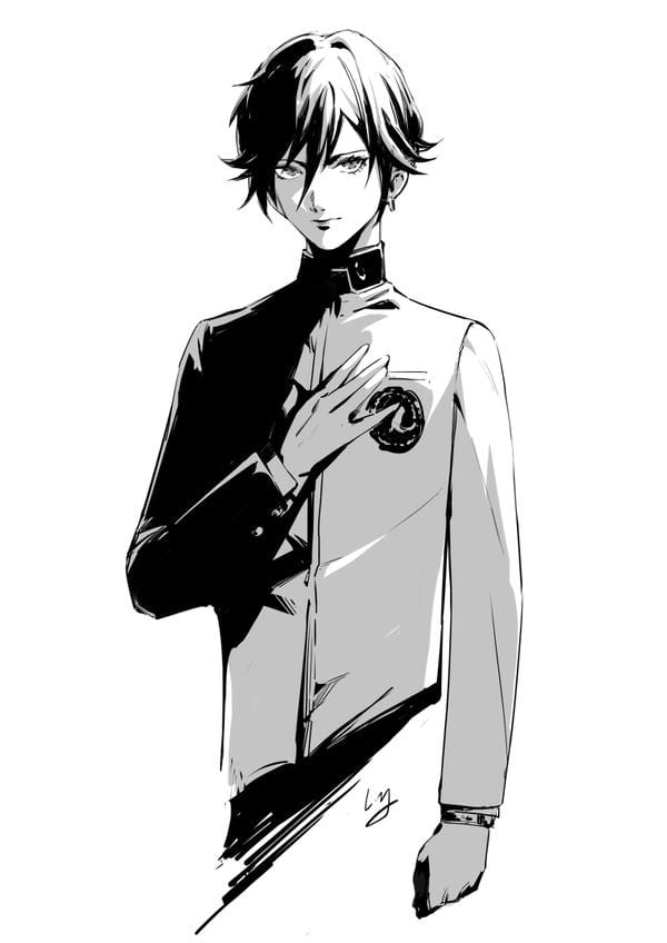 ảnh anime nam lạnh lùng trắng đen