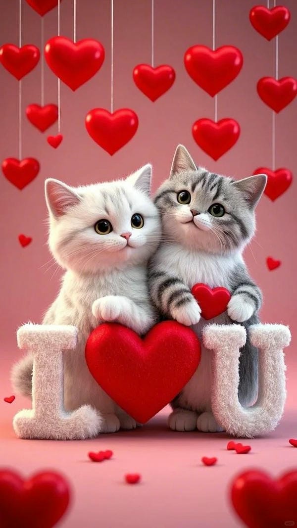 ảnh mèo cute trái tim 1