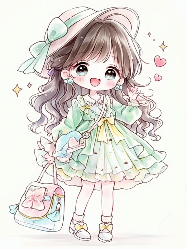 hình ảnh chibi nữ cute đơn giản 8