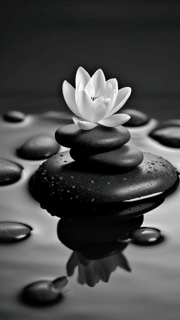 hình ảnh hoa sen trắng trên nền đen