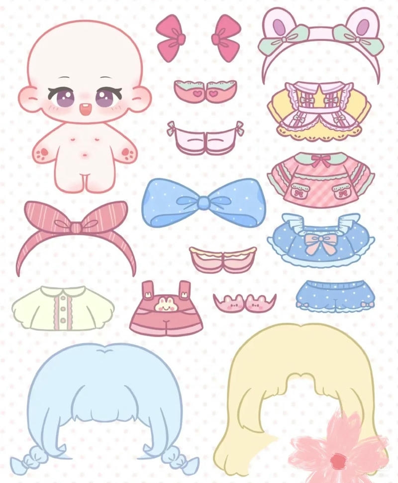 hình ảnh búp bê giấy không màu