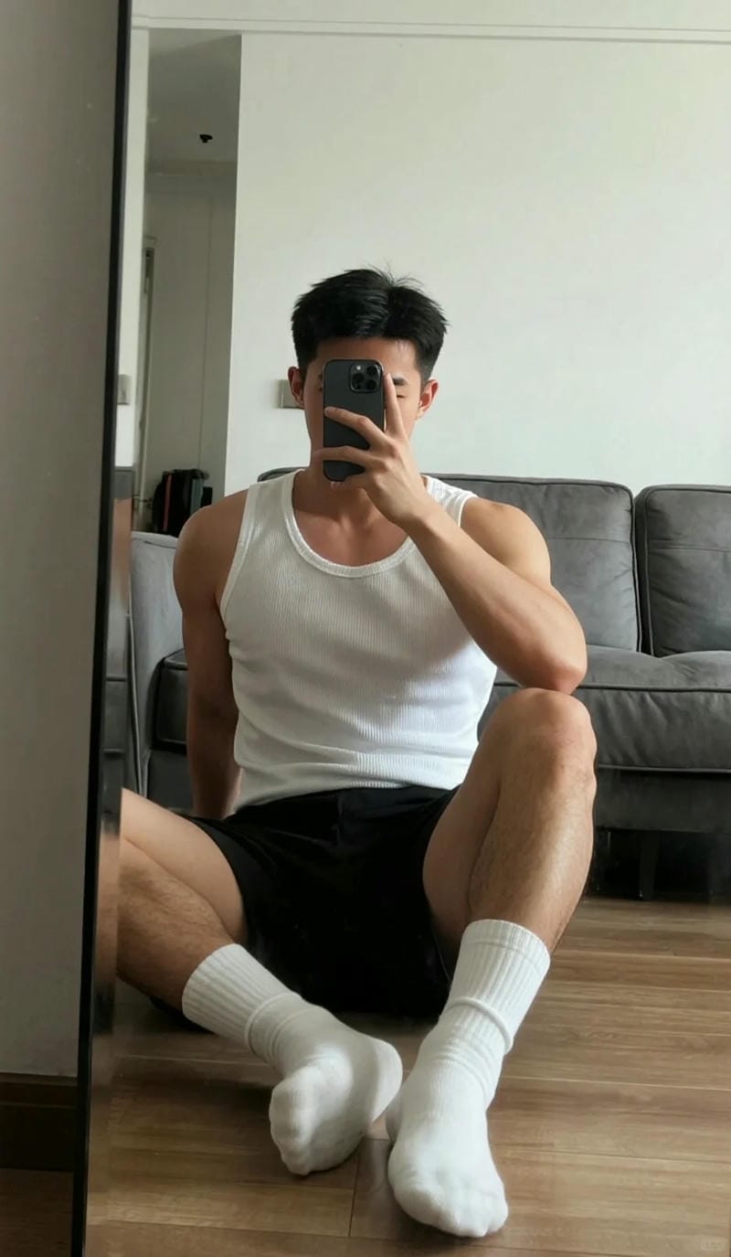 tạo dáng chụp ảnh trước gương nam 16